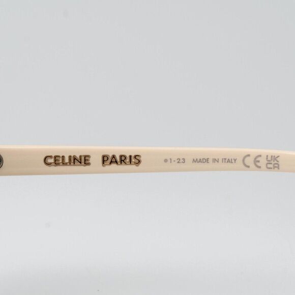 Celine THIN Women Sunglasses Ivory Khaki Cat Eye CL40264U 25N BRAND NEW - Picture 8 of 11